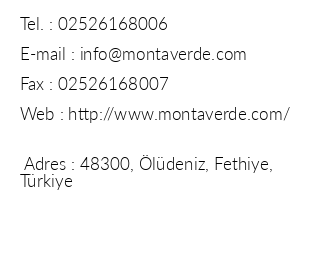 Monta Verde Otel iletiim bilgileri